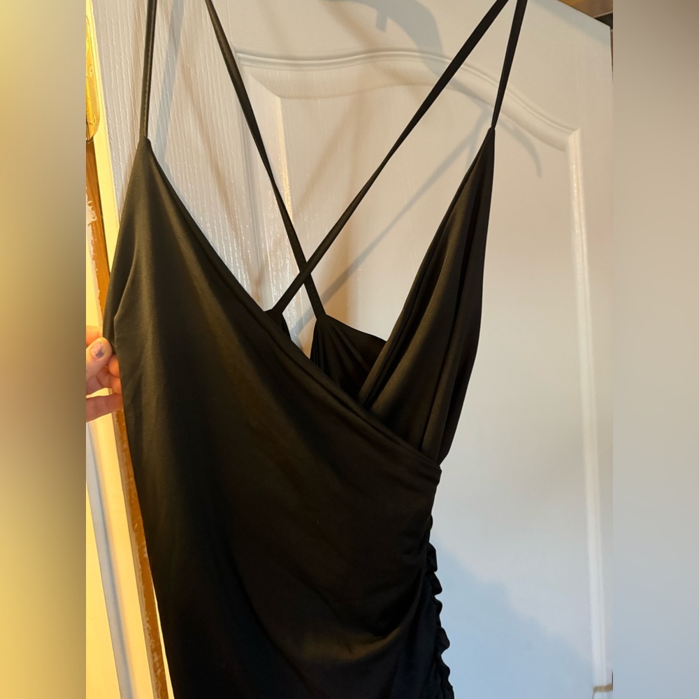 Shein Ruched Black Bodycon Dress Size Large - Picture 5 of 8